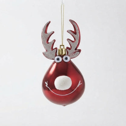 Reindeer Christmas Tree Baubles with Antlers, Set of 2