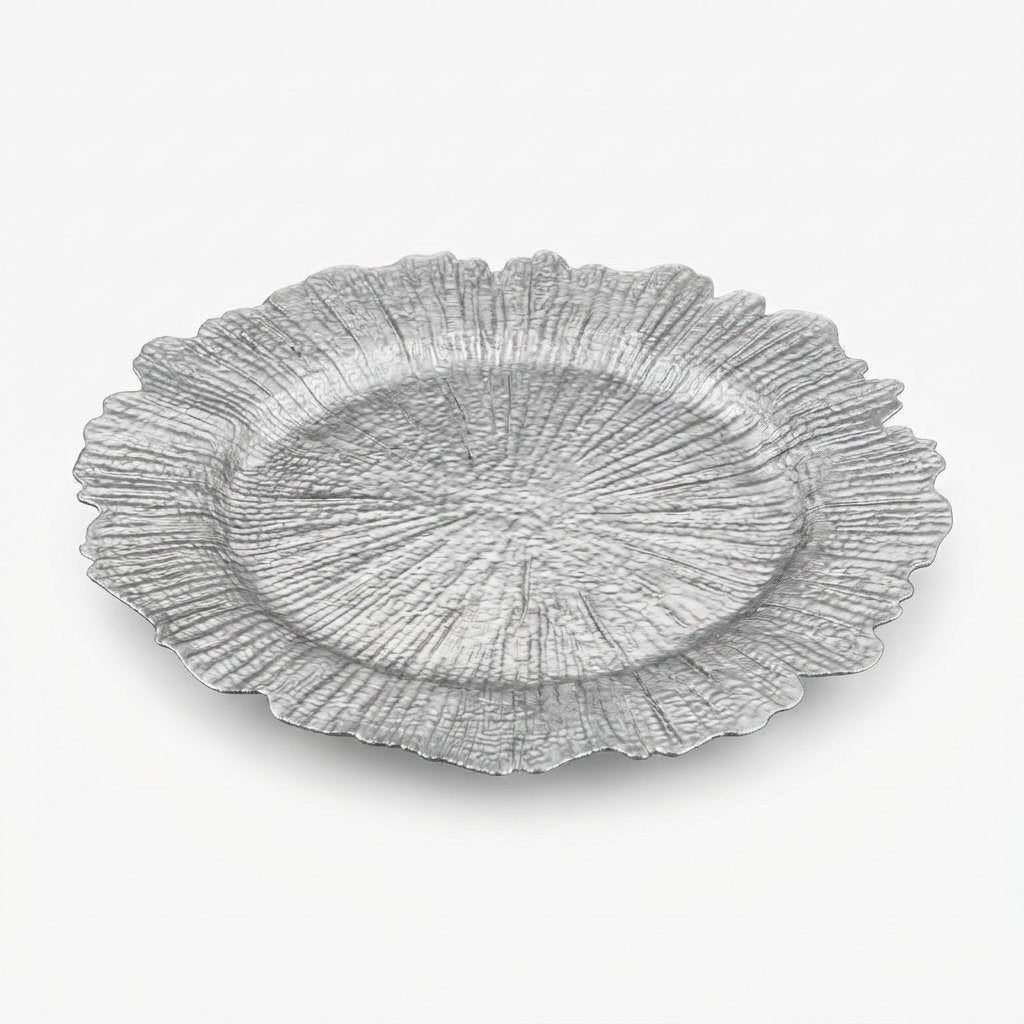 Reef Texture Charger Plates with Scalloped Edge, 13 in