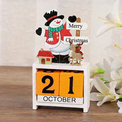 Wooden Christmas Countdown Calendar with Movable Date Blocks