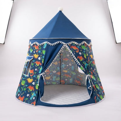 Castle Play Tent with Pom-Pom Trim and Tie-Back Curtains