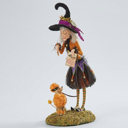 Halloween Witch Figurine on Moss Base, 25 cm