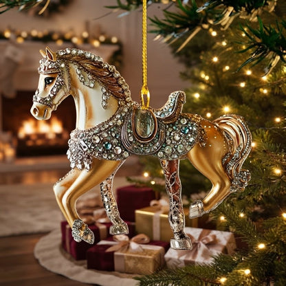 Acrylic Horse Christmas Tree Ornament with Hanging Cord