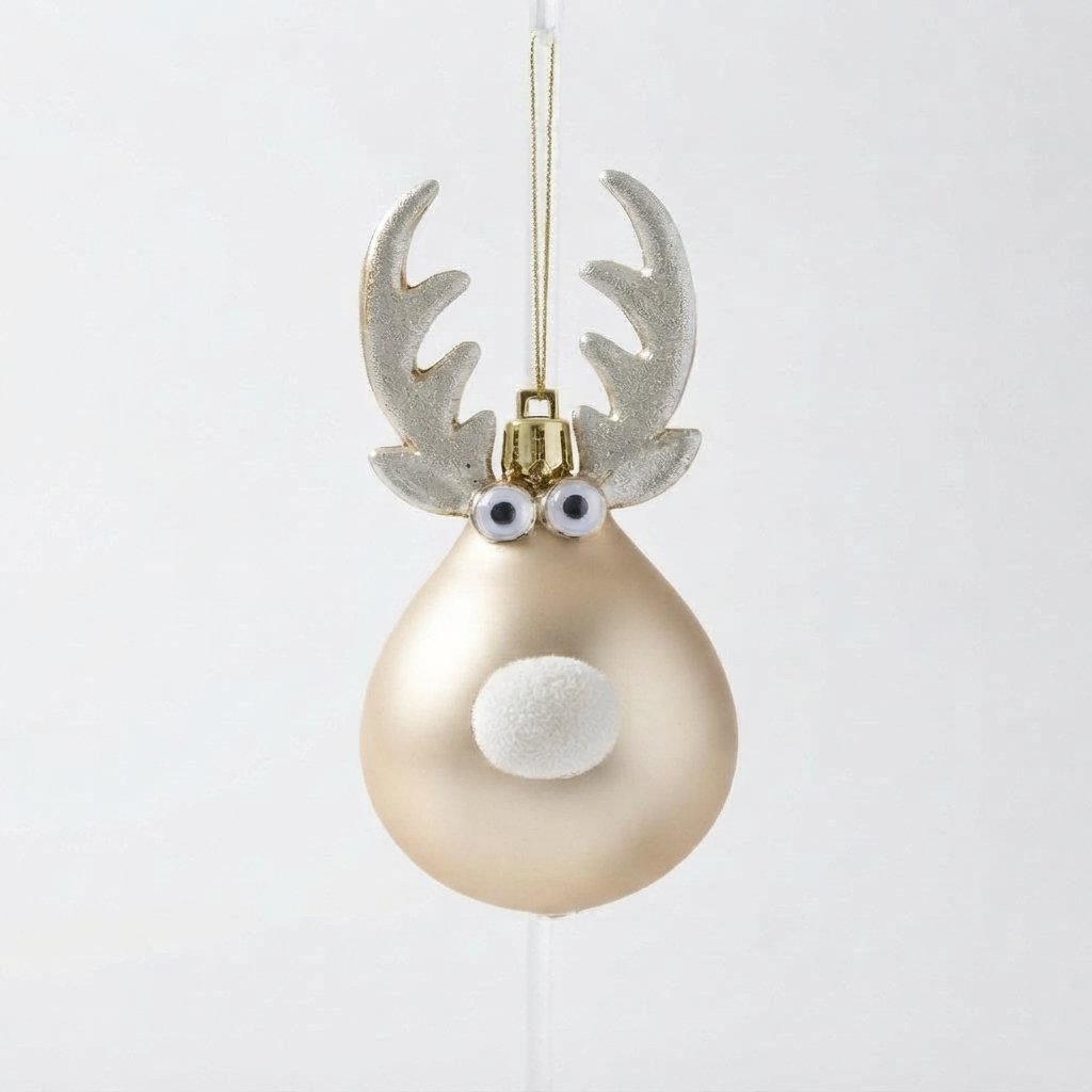 Reindeer Christmas Tree Baubles with Antlers, Set of 2