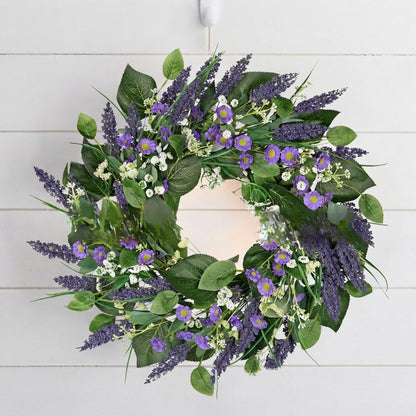 Artificial Wildflower Wreath with Daisies and Lavender, 45-55 cm
