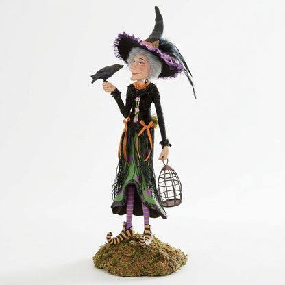 Halloween Witch Figurine on Moss Base, 25 cm