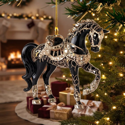 Acrylic Horse Christmas Tree Ornament with Hanging Cord