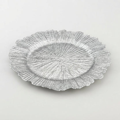 Reef Texture Charger Plates with Scalloped Edge, 13 in