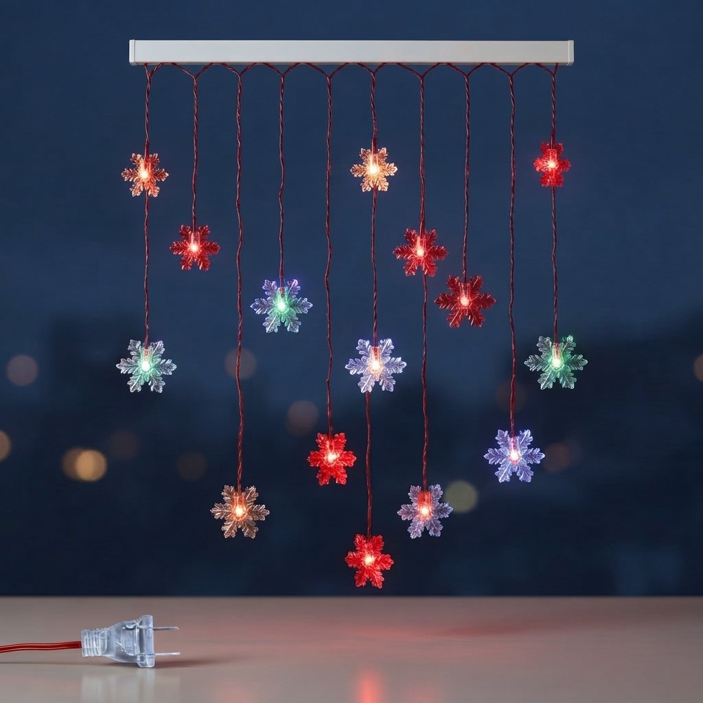 Snowflake LED Curtain Lights, 3.2 m