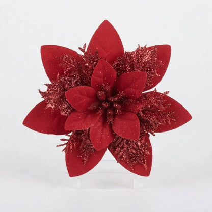 Glitter Poinsettia Christmas Tree Flowers