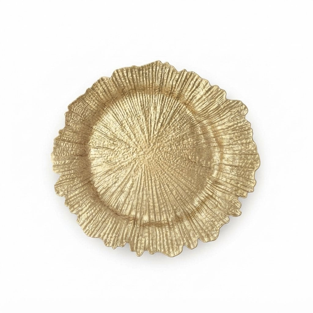 Reef Texture Charger Plates with Scalloped Edge, 13 in