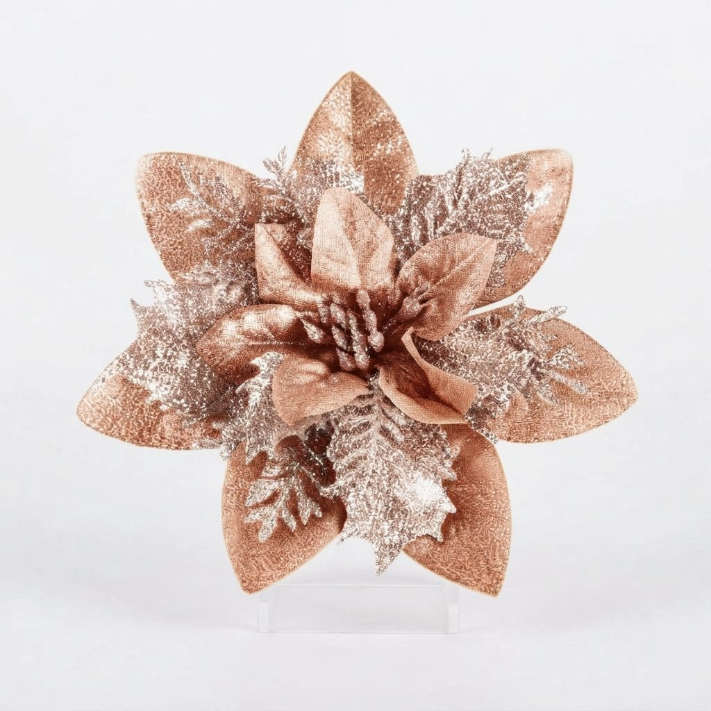 Glitter Poinsettia Christmas Tree Flowers