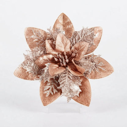 Glitter Poinsettia Christmas Tree Flowers