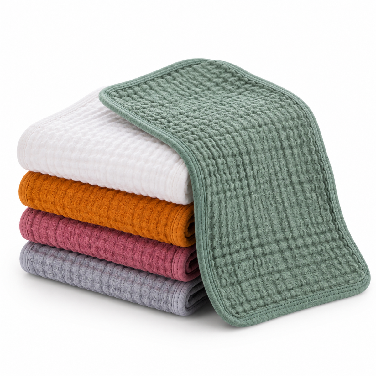6-Layer Cotton Muslin Burp Cloth Set