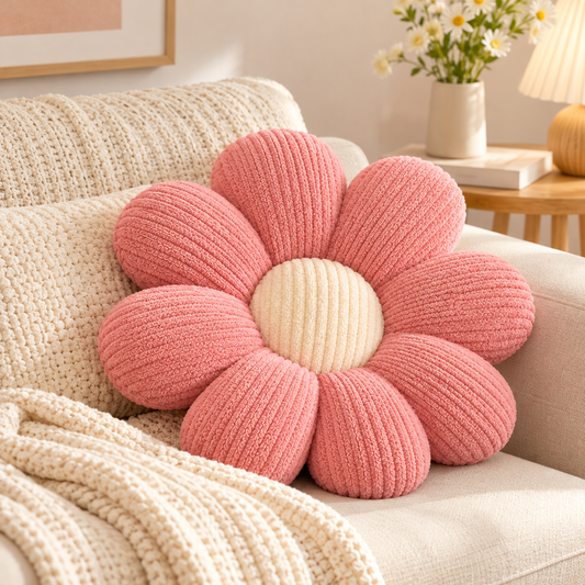 Daisy Flower Cushion in Boucle – 40 cm, Pink