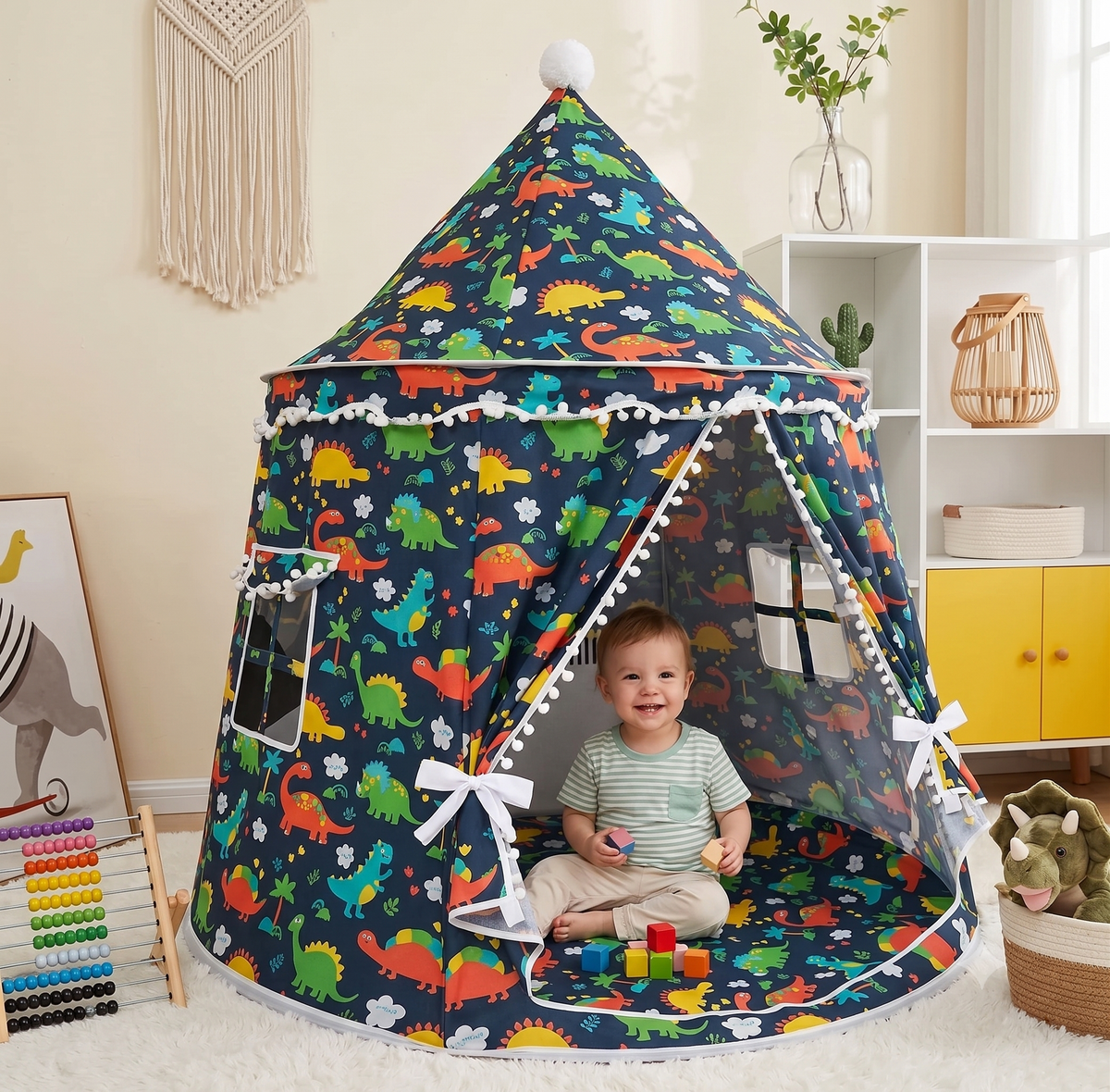 Kids Indoor Teepee Play Tent with Support Poles