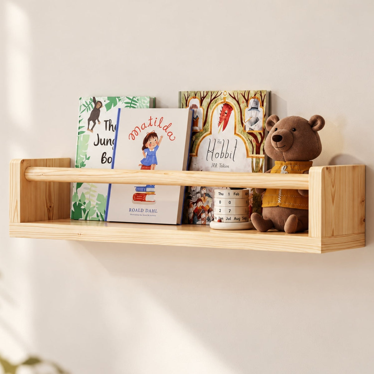 Two-Way Wooden Wall Shelf and Clothes Rail, Natural