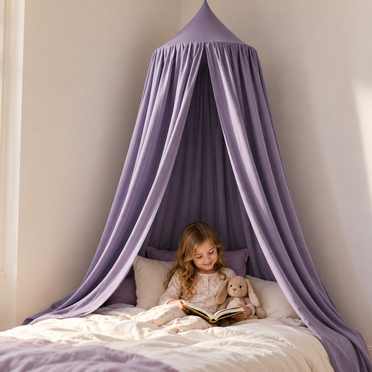 Kids Hanging Bed Canopy for Reading Dens, 270 cm – Dusky Purple