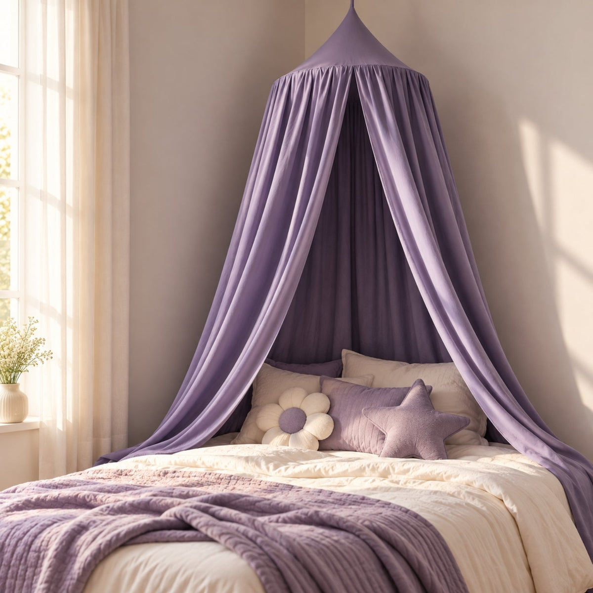 Kids Hanging Bed Canopy for Reading Dens, 270 cm – Dusky Purple