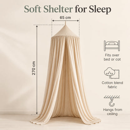 Kids Hanging Bed Canopy for Reading Dens, 270 cm – Light Beige