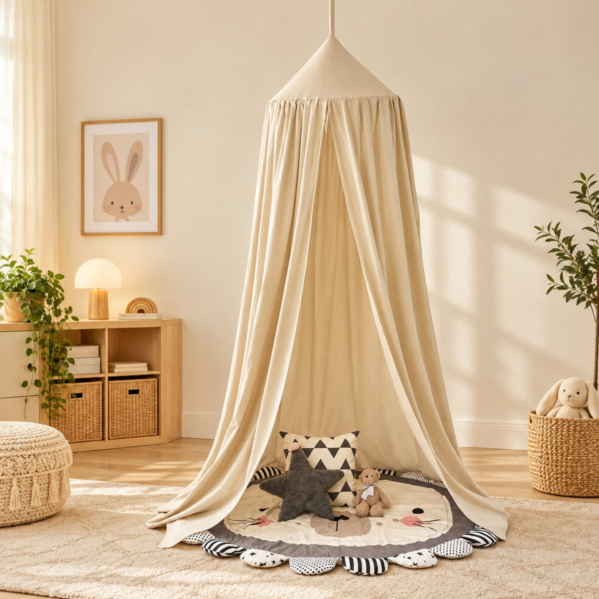 Kids Hanging Bed Canopy for Reading Dens, 270 cm – Light Beige