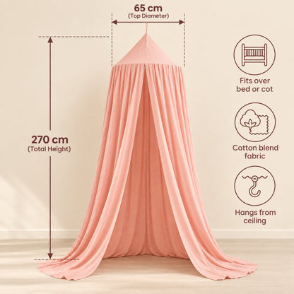 Kids Hanging Bed Canopy for Reading Dens, 270 cm – Peach