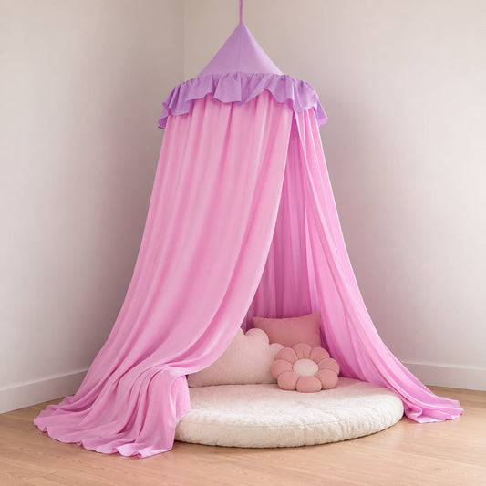 Kids Hanging Bed Canopy with Storage Hood, Pink