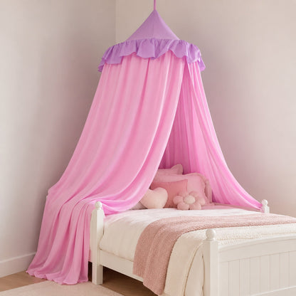 Kids Hanging Bed Canopy with Storage Hood, Pink