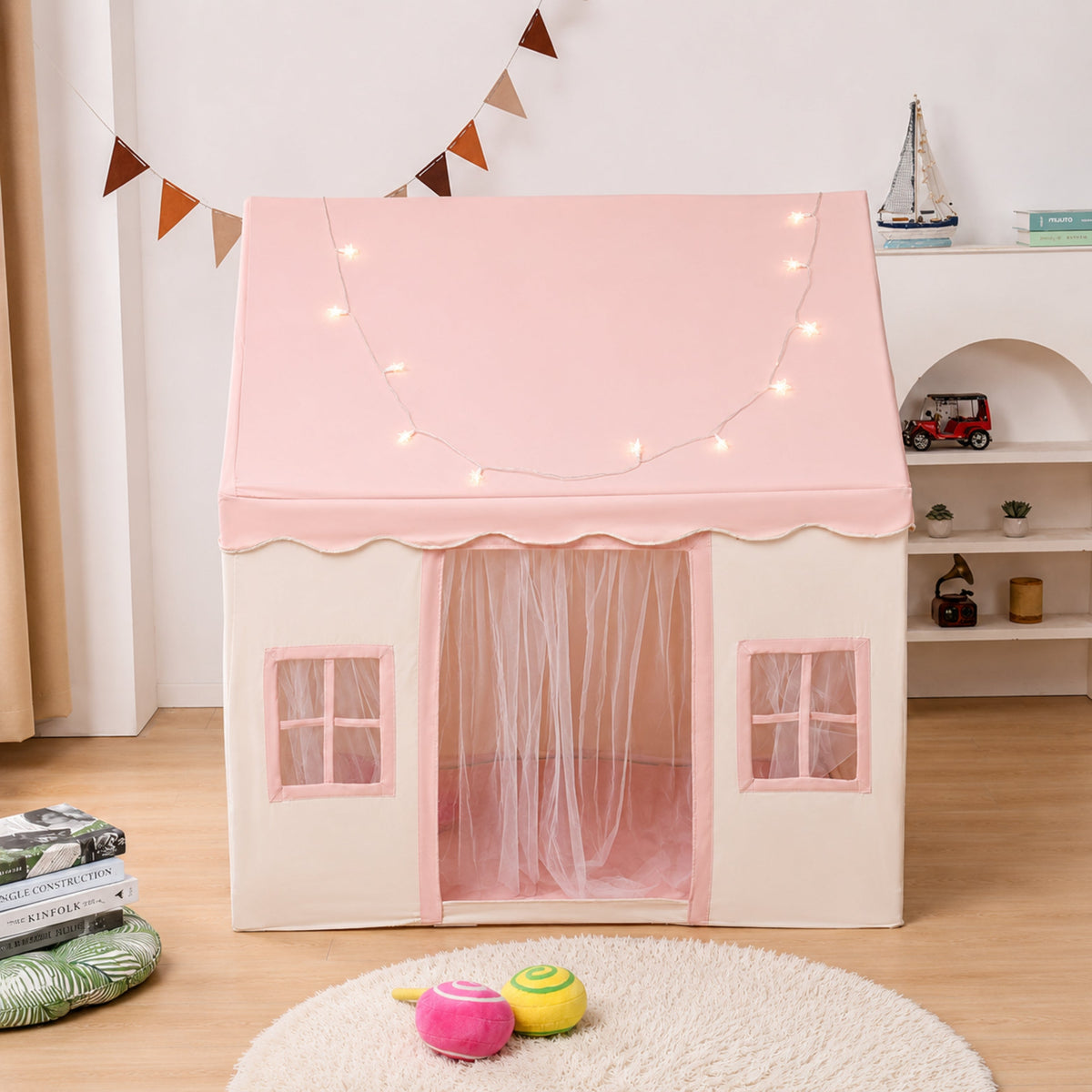 Kids Cotton Playhouse Tent with Plastic Support Poles