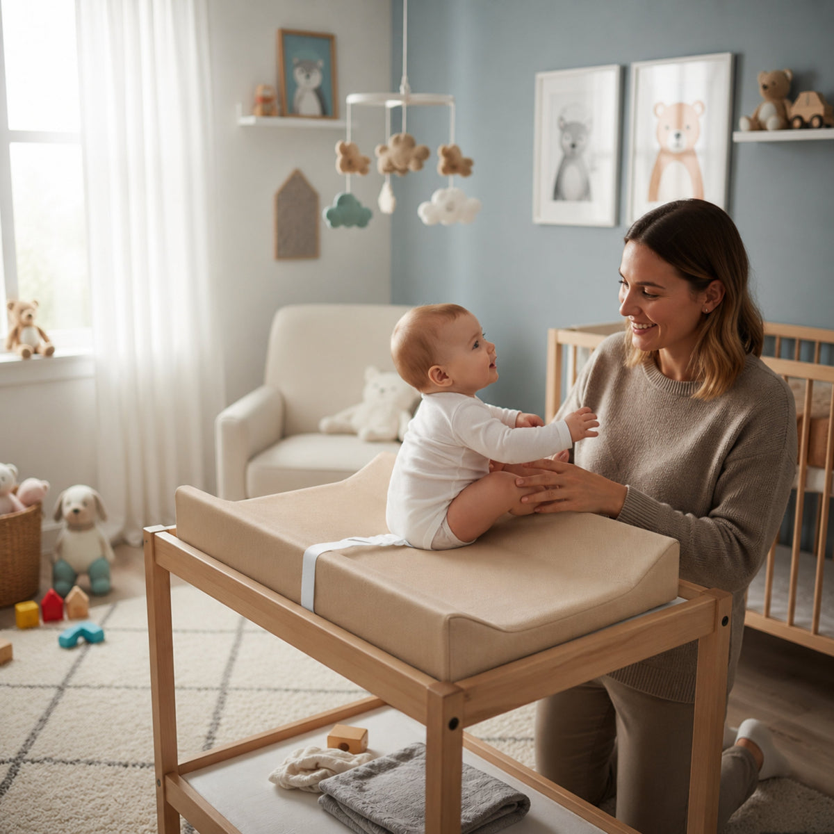 Wipe-Clean Baby Changing Pad with Raised Sides, 80 x 40 cm