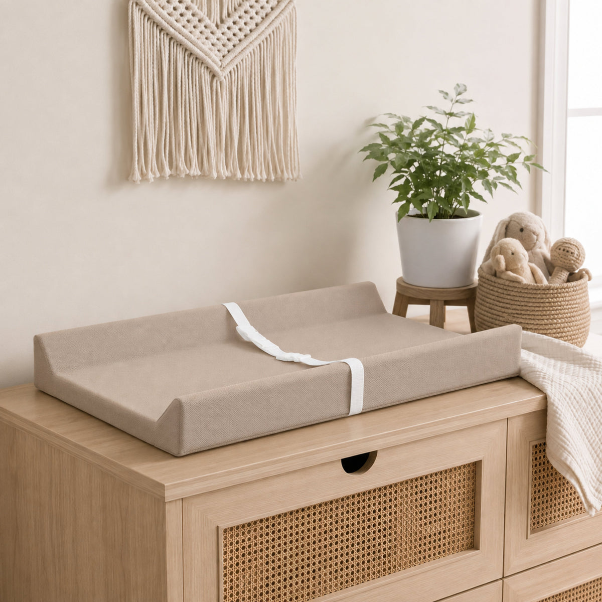 Contoured Baby Changing Pad with Raised Sides, Khaki