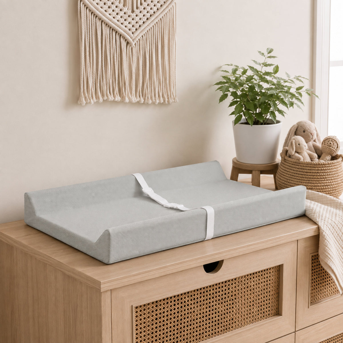 Contoured Baby Changing Pad with Raised Sides, Gray