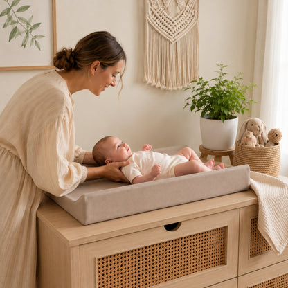Contoured Baby Changing Pad with Raised Sides, Khaki