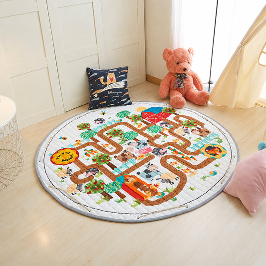 Quilted Baby Play Mat with Farm Maze Print, 150 cm