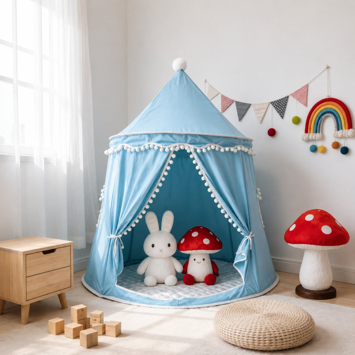 Kids Indoor Teepee Play Tent with Support Poles
