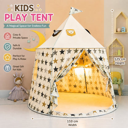 Kids Indoor Play Tent with Star Pattern, White