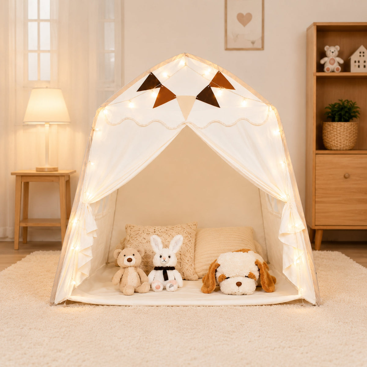 Kids Canopy Play Tent with Fibreglass Rods, Beige