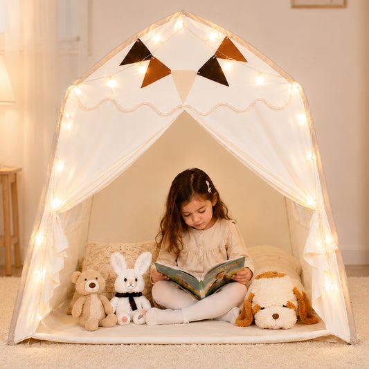 Kids Canopy Play Tent with Fibreglass Rods, Beige