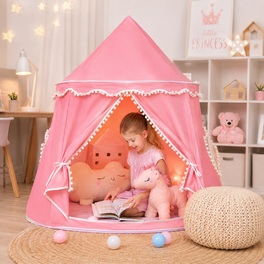Kids Indoor Teepee Play Tent with Support Poles