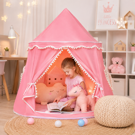 Kids Indoor Teepee Play Tent with Support Poles