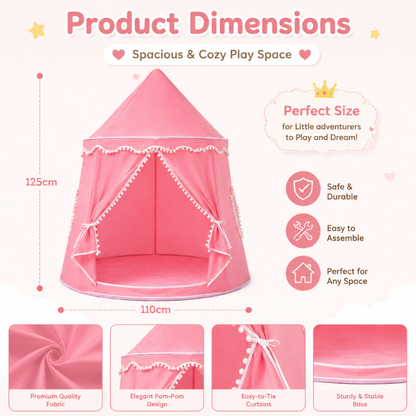 Kids Indoor Teepee Play Tent, Pink