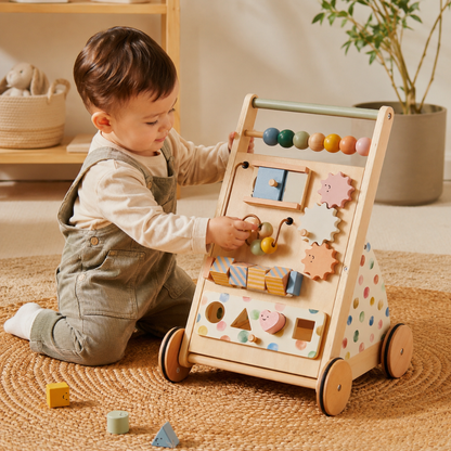 Wooden Baby Walker with Activity Board