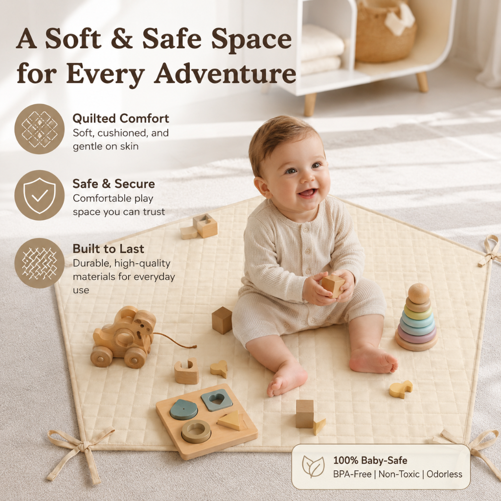 Quilted Cotton Floor Mat for Play Tent