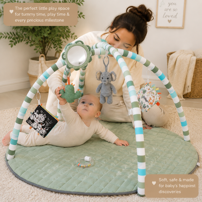 Round Baby Play Gym Mat with Activity Arches and Detachable Toys
