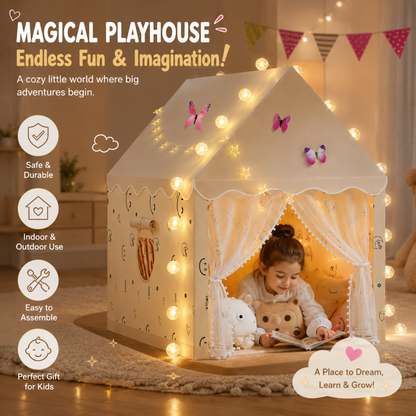 Princess Play Tent with USB Star Lights and Flags