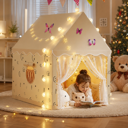 Princess Play Tent with USB Star Lights and Flags