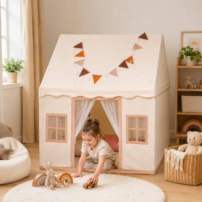 Kids Cotton Playhouse Tent with Plastic Support Poles