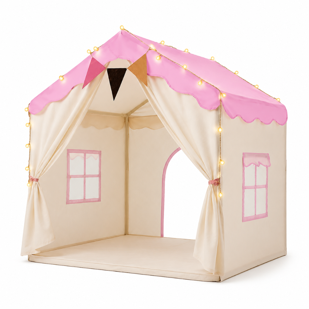 Kids Play Tent with Padded Mat and Lights