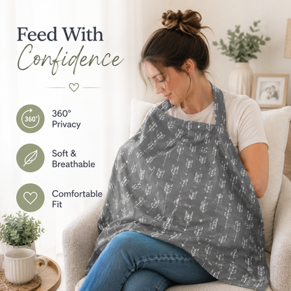 Cotton Nursing Cover with Built-In Burp Cloth