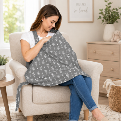 Cotton Nursing Cover with Built-In Burp Cloth