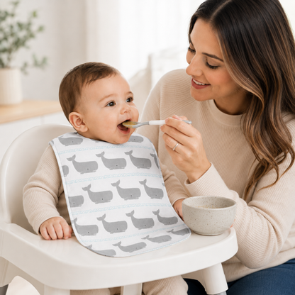 Flannel Cotton Burp Cloth Set of 4 with Whale Print